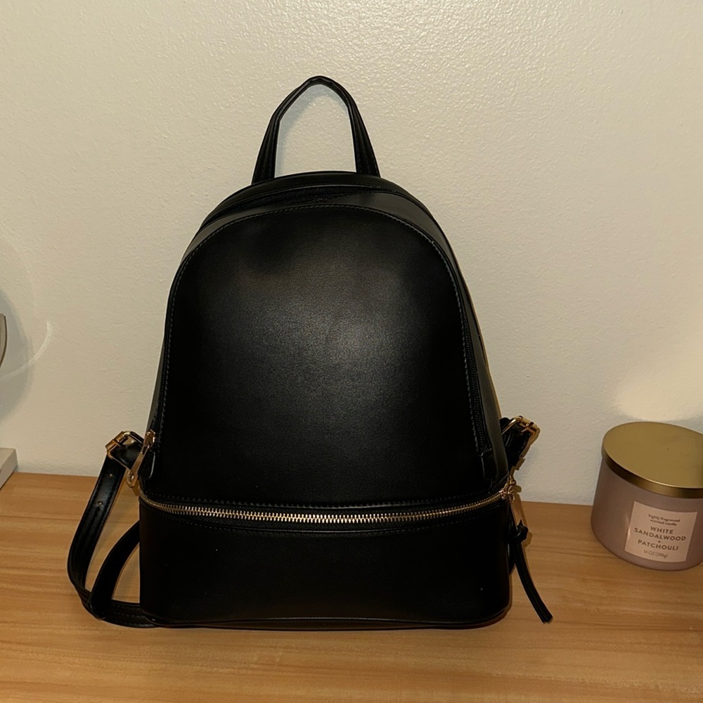 Faux leather backpack